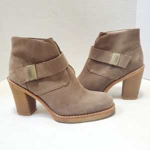 UGG Australia Brienne 3212 Tan Suede Ankle Boots Sheepskin Lined Women's 7